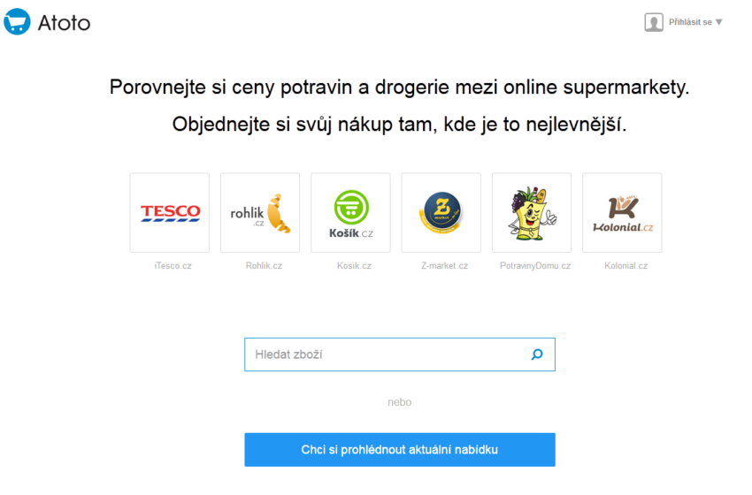  Atoto.cz: Nový český srovnávač supermarketů